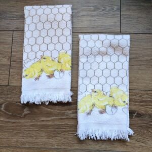 Vtg 80s 90s Spring Chicks Kitchen Hand Dish Towel Cottagecore GrannyCore USA